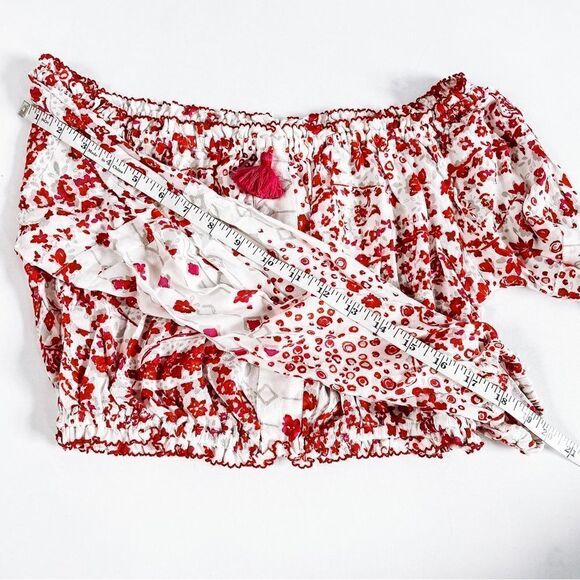 Poupette St. Barth Rachel Georgette Paisley Long Sleeve Crop Blouse Sz M NWT - Picture 10 of 10